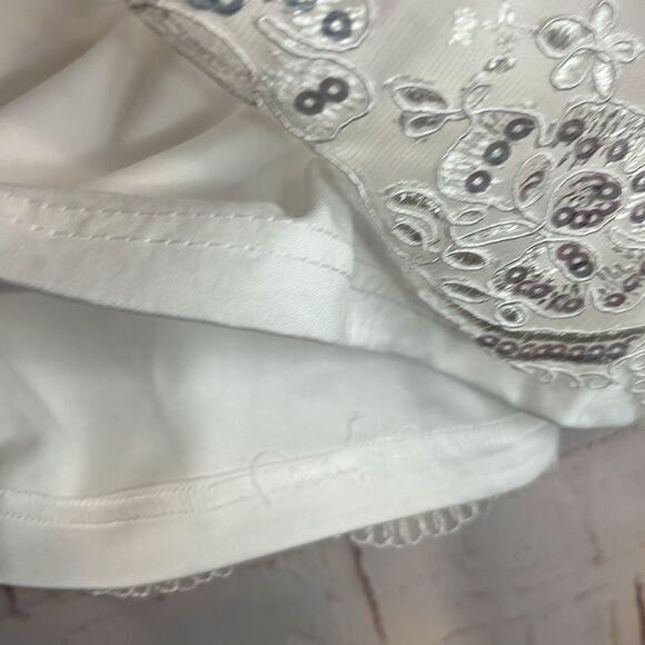 Coveted Delight White Sequin Mesh Embroidered Bustier Mini Dress Xs - Picture 11 of 12